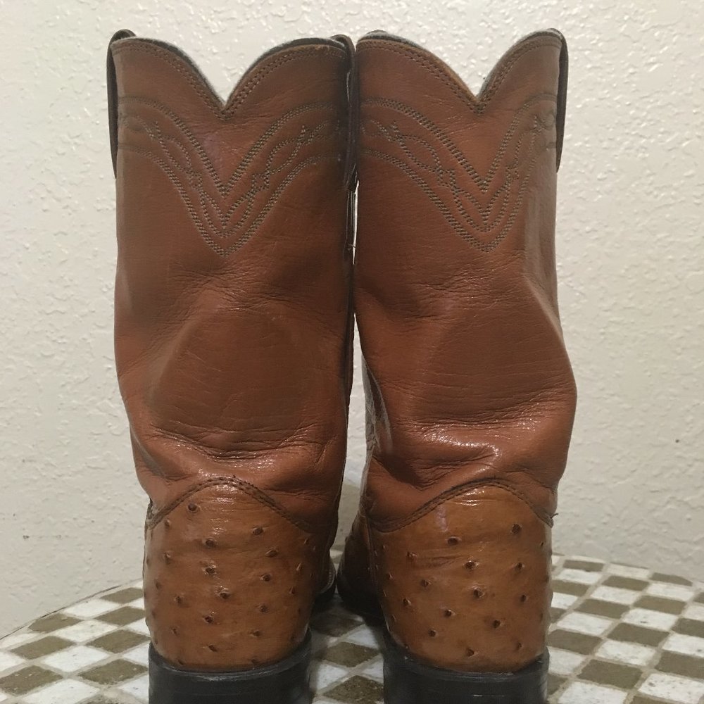 Justin Cognac Ostrich Western Cowgirl Boots 6 C Gem